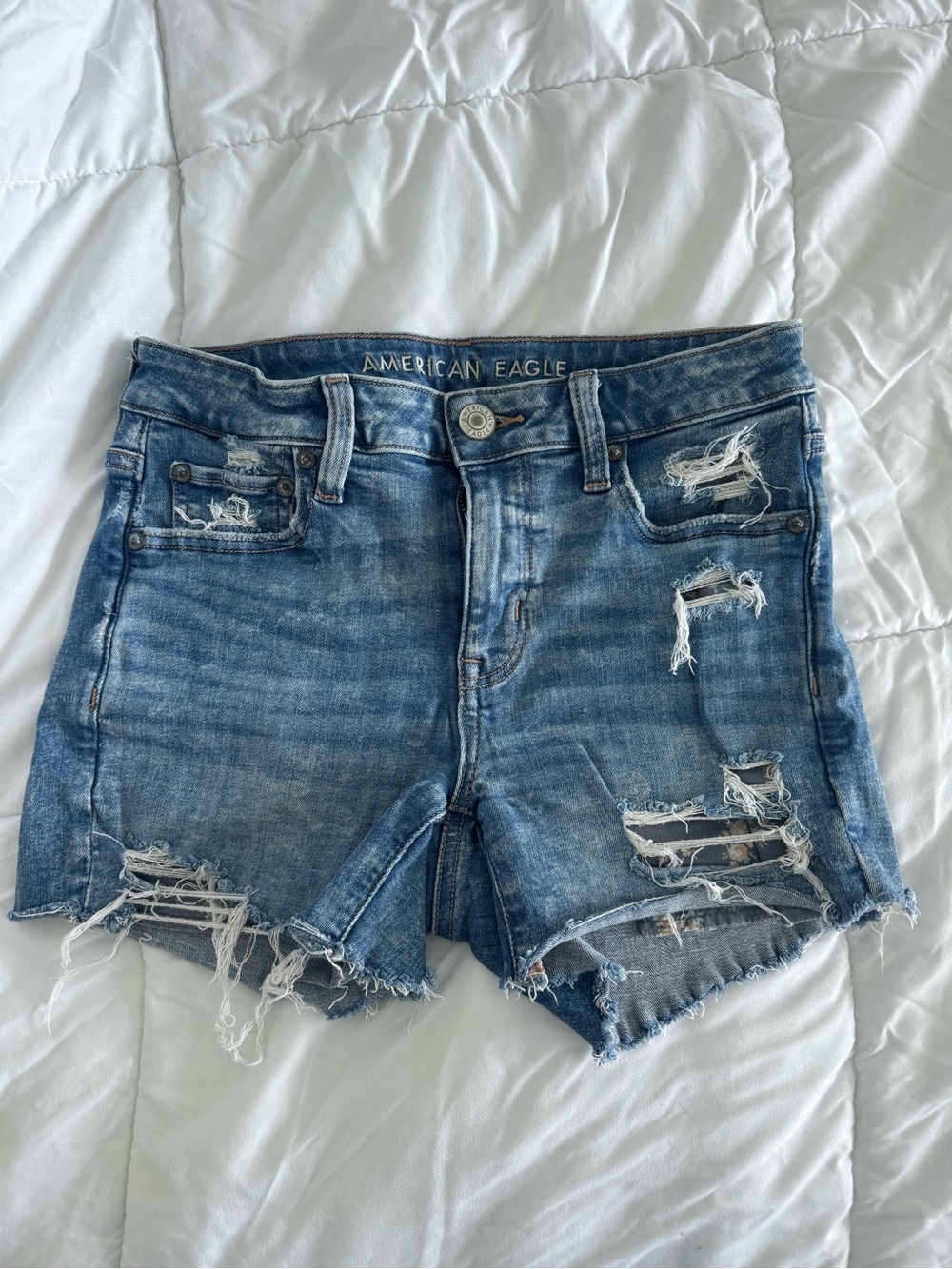 American Eagle Outfitters Blue Distressed Denim Cutoff Shorts